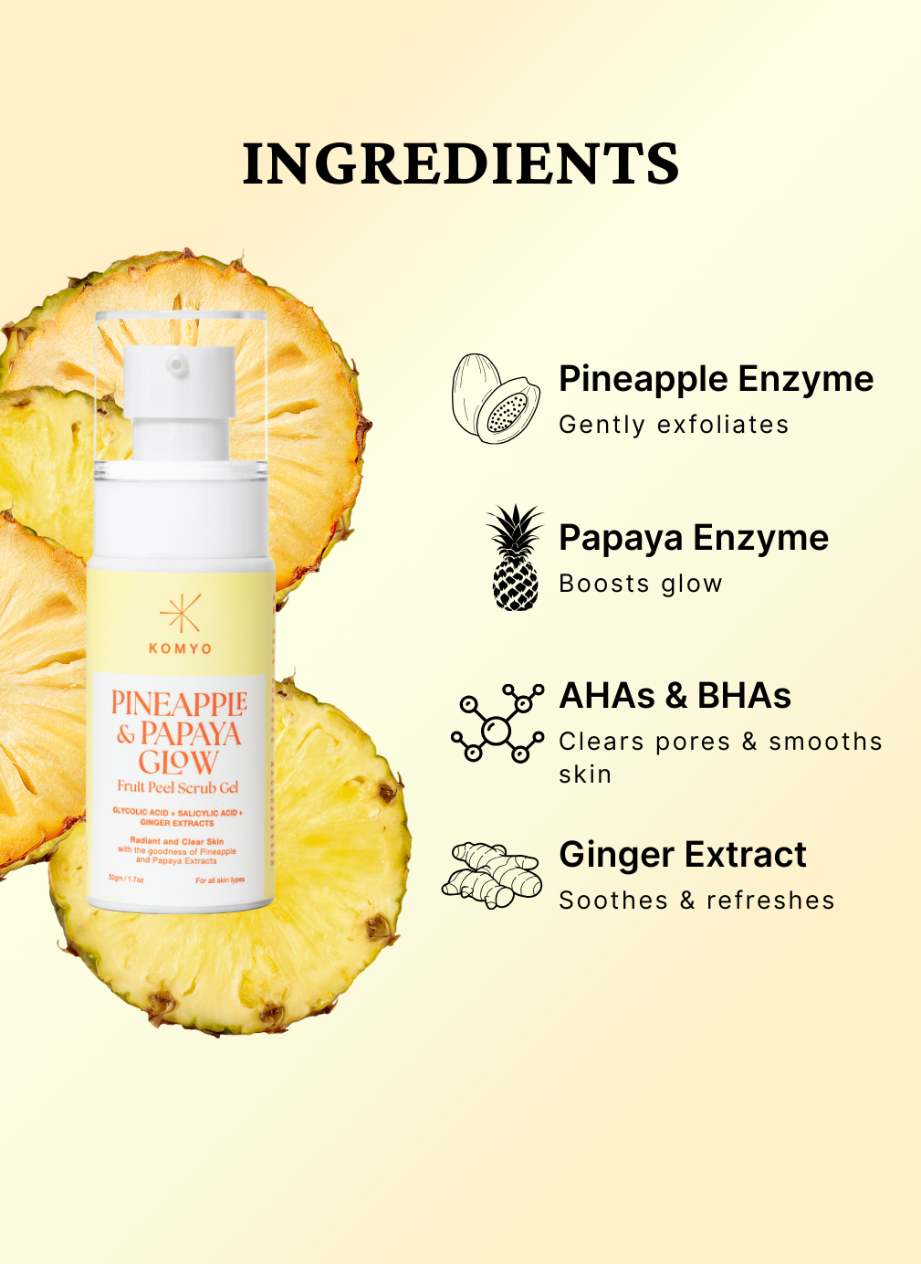 Komyo Pineapple & Papaya Glow scrub 
